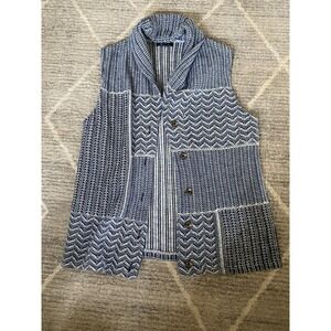 Chaps Denim Button Up Sweater Knit Vest Sz Large Lightweight Button Closure